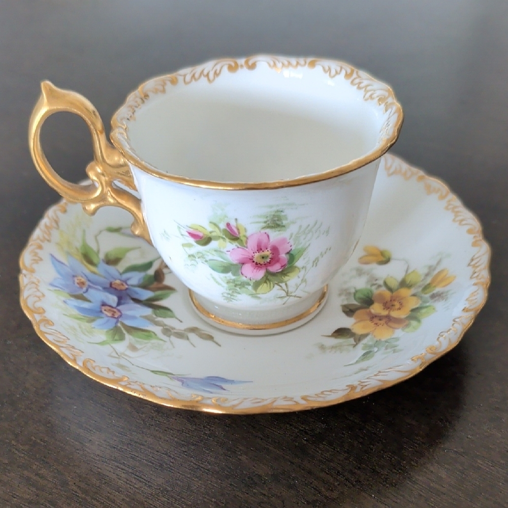 Tiffany & Co. Floral Gold Trim Teacup and Saucer